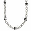 Chisel Stainless Steel Polished with Black Rubber Barrel Link 22 inch Necklace