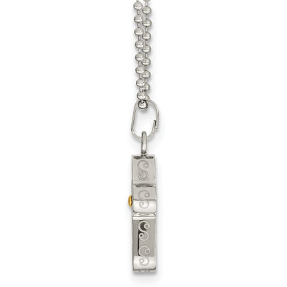 Chisel Stainless Steel Polished Black and Yellow IP-plated Cross Pendant on a 22 inch Ball Chain Necklace