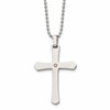 Chisel Stainless Steel Polished with 14k Gold Accent .02 carat Diamond Cross Pendant on a 22 inch Ball Chain Necklace