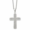 Chisel Stainless Steel Polished with CZ Cross Pendant on a 22 inch Cable Chain Necklace