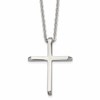 Chisel Stainless Steel Polished with CZ Ends Cross Pendant on a 22 inch Cable Chain Necklace