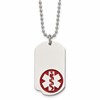 Chisel Stainless Steel Polished with Red Enamel Medical ID Dog Tag on a 22 inch Ball Chain Necklace