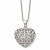 Chisel Stainless Steel Polished Filigree Puffed Heart Pendant on a 22 inch Cable Chain Necklace