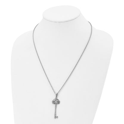 Chisel Stainless Steel Polished and Textured Key Pendant on a 22 inch Cable Chain Necklace