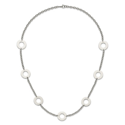 Chisel Stainless Steel Polished Circles 26 inch Necklace