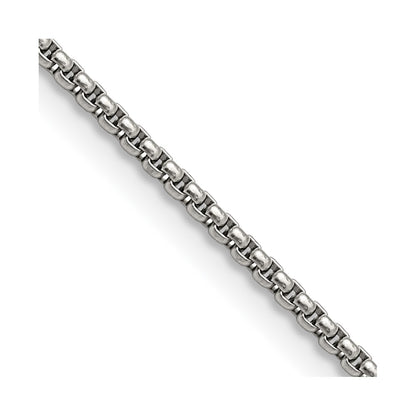 Chisel Stainless Steel Polished 2.2mm 24 inch Rounded Box Chain
