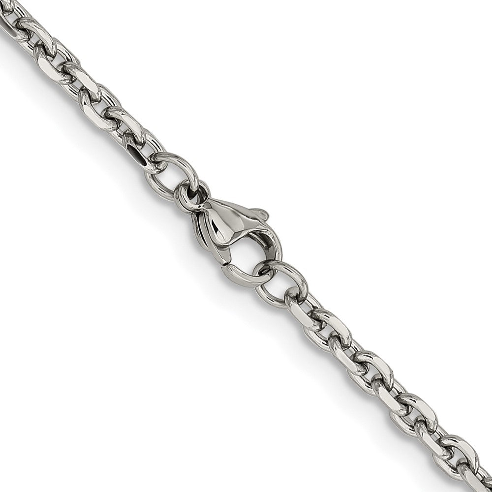 Chisel Stainless Steel Polished Diamond-cut 3.4mm 20 inch Cable Chain