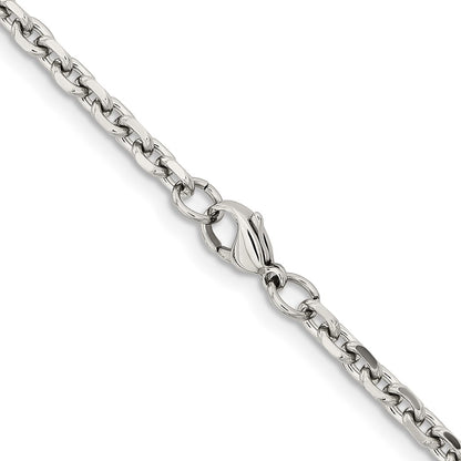 Chisel Stainless Steel Polished Diamond-cut 4.3mm 22 inch Cable Chain
