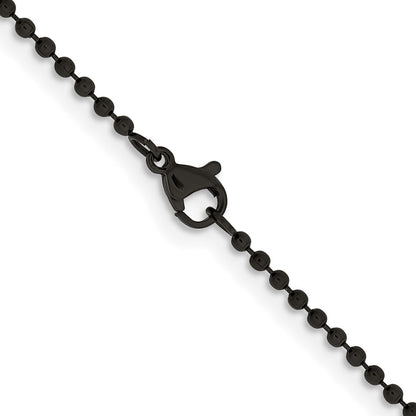 Chisel Stainless Steel Polished Black IP-plated 2mm 18 inch Ball Chain