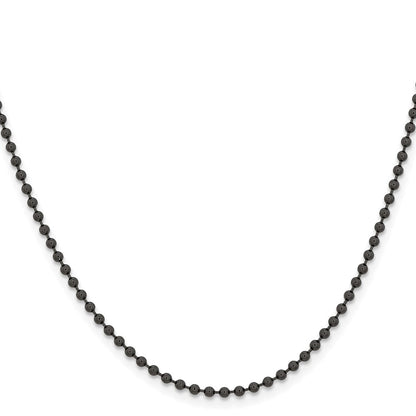 Chisel Stainless Steel Polished Black IP-plated 2.4mm 20 inch Ball Chain