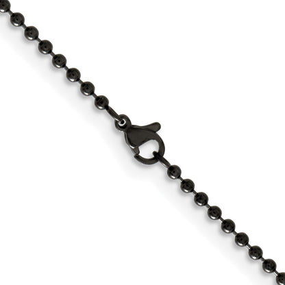 Chisel Stainless Steel Polished Black IP-plated 2.4mm 20 inch Ball Chain