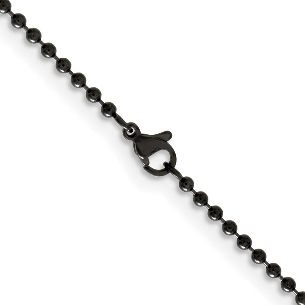 Chisel Stainless Steel Polished Black IP-plated 2.4mm 30 inch Ball Chain