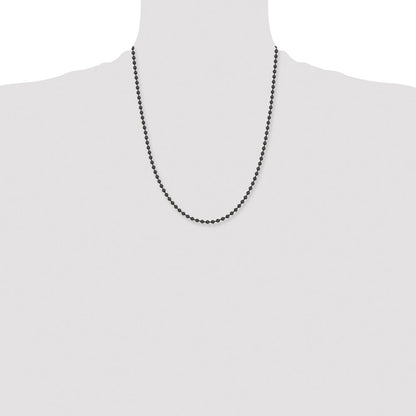 Chisel Stainless Steel Polished Black IP-plated 2.4mm 22 inch Ball Chain