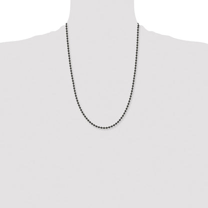 Chisel Stainless Steel Polished Black IP-plated 2.4mm 24 inch Ball Chain