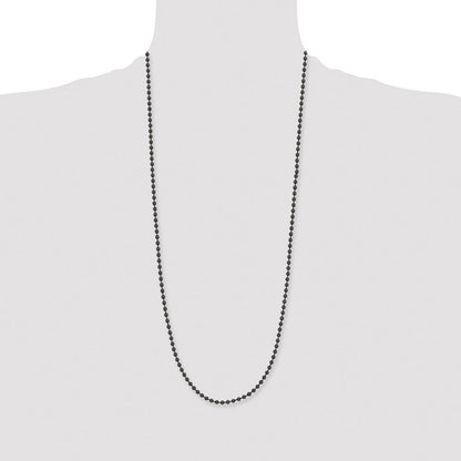 Chisel Stainless Steel Polished Black IP-plated 2.4mm 30 inch Ball Chain