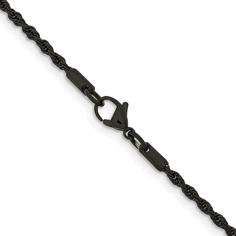 Chisel Stainless Steel Polished Black IP-plated 2.4mm 20 inch Rope Chain