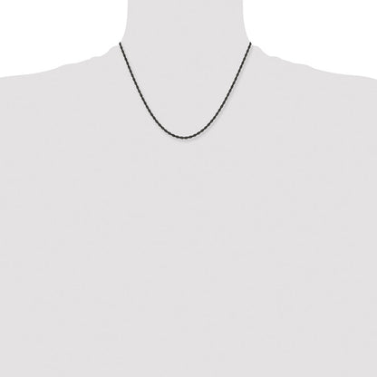 Chisel Stainless Steel Polished Black IP-plated 2.4mm 18 inch Rope Chain