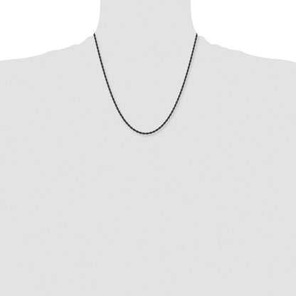 Chisel Stainless Steel Polished Black IP-plated 2.4mm 20 inch Rope Chain