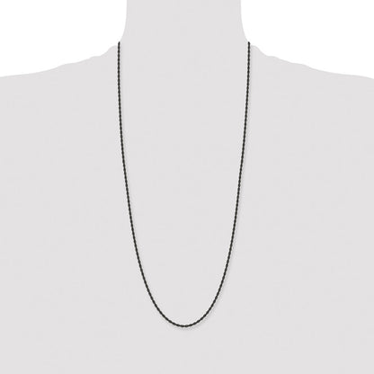 Chisel Stainless Steel Polished Black IP-plated 2.4mm 30 inch Rope Chain