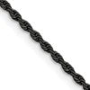 Chisel Stainless Steel Polished Black IP-plated 2.4mm 16 inch Rope Chain