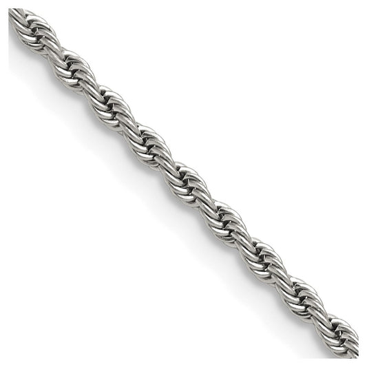 Chisel Stainless Steel Polished 2.4mm 30 inch Rope Chain