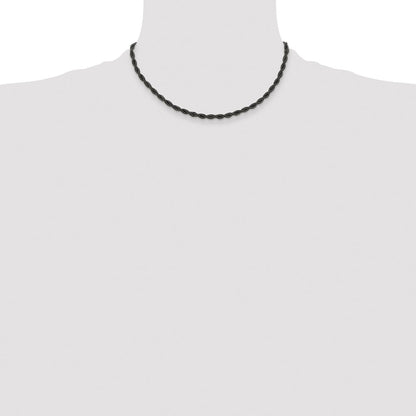 Chisel Stainless Steel Polished Black IP-plated 4mm 16 inch Rope Chain
