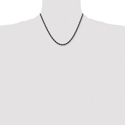 Chisel Stainless Steel Polished Black IP-plated 4mm 18 inch Rope Chain
