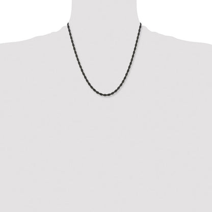 Chisel Stainless Steel Polished Black IP-plated 4mm 20 inch Rope Chain