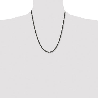 Chisel Stainless Steel Polished Black IP-plated 4mm 22 inch Rope Chain