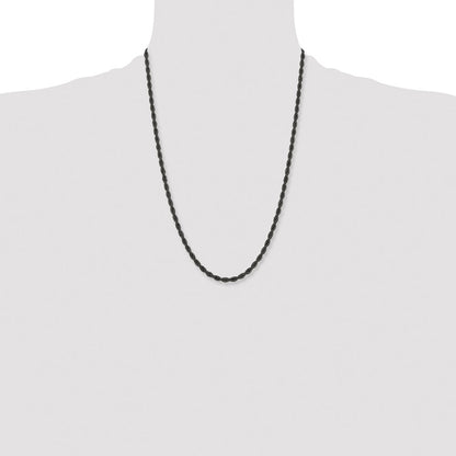 Chisel Stainless Steel Polished Black IP-plated 4mm 24 inch Rope Chain