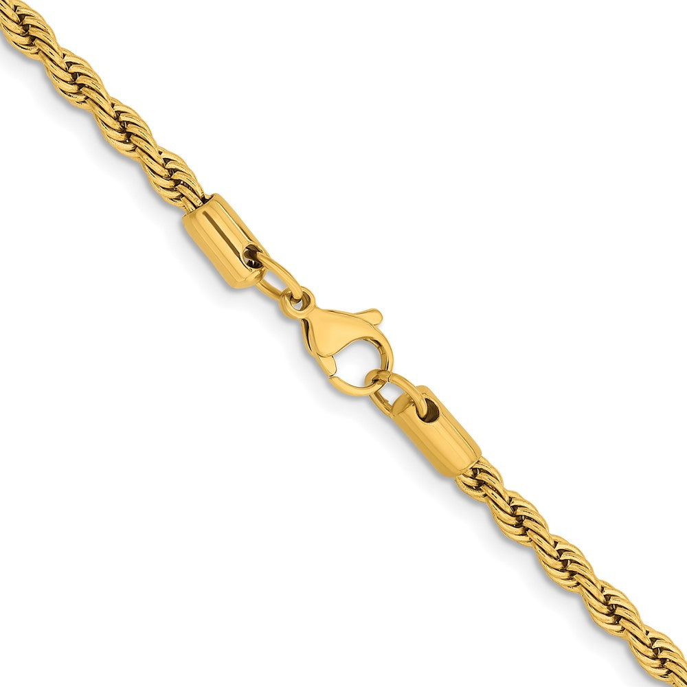 Chisel Stainless Steel Polished Yellow IP-plated 4mm 16 inch Rope Chain