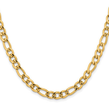 Chisel Stainless Steel Polished Yellow IP-plated 5.3mm 24 inch Figaro Chain
