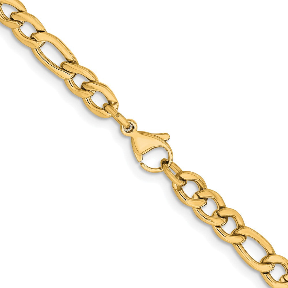 Chisel Stainless Steel Polished Yellow IP-plated 5.3mm 20 inch Figaro Chain