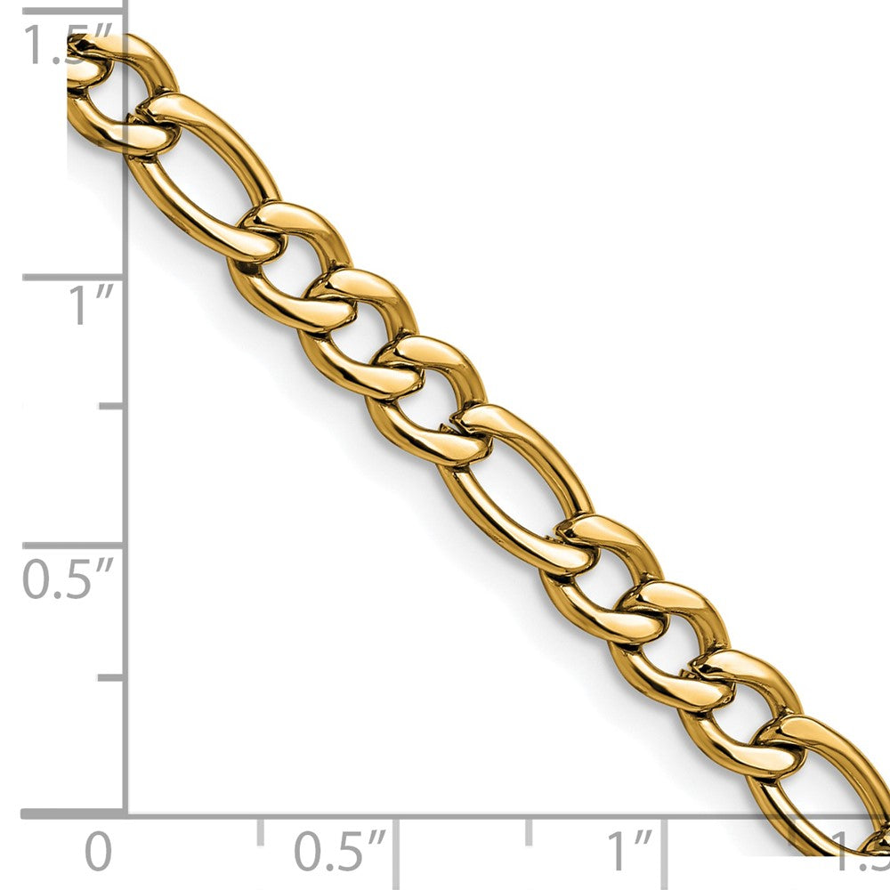 Chisel Stainless Steel Polished Yellow IP-plated 5.3mm 18 inch Figaro Chain