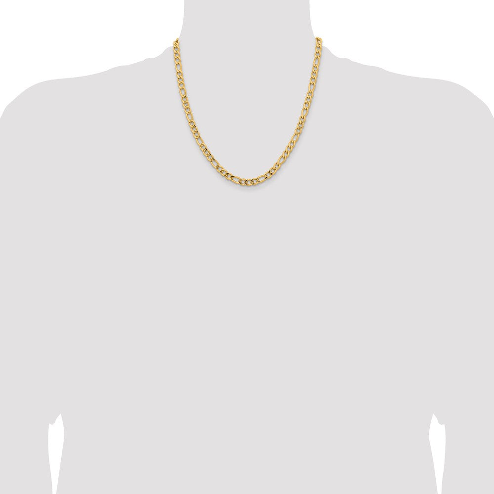 Chisel Stainless Steel Polished Yellow IP-plated 5.3mm 20 inch Figaro Chain