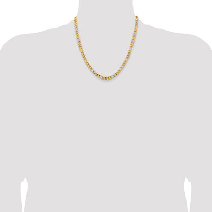 Chisel Stainless Steel Polished Yellow IP-plated 5.3mm 20 inch Figaro Chain
