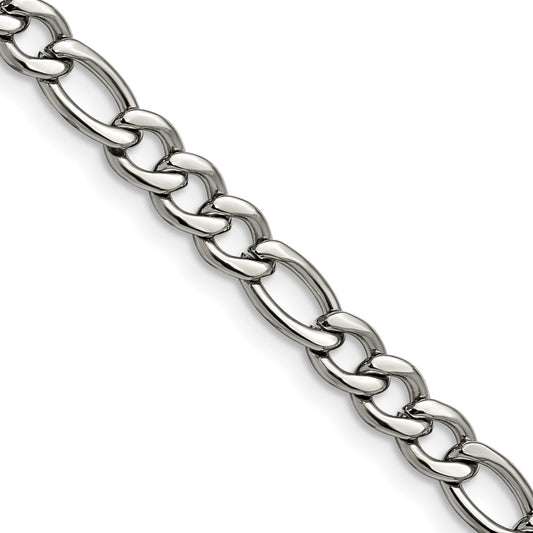 Chisel Stainless Steel Polished 5.3mm 18 inch Figaro Chain