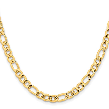Chisel Stainless Steel Polished Yellow IP-plated 6.3mm 24 inch Figaro Chain