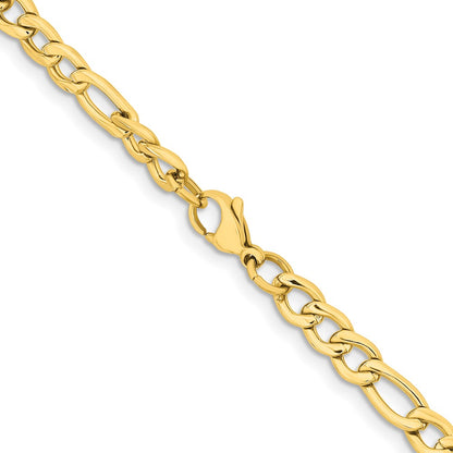 Chisel Stainless Steel Polished Yellow IP-plated 6.3mm 24 inch Figaro Chain
