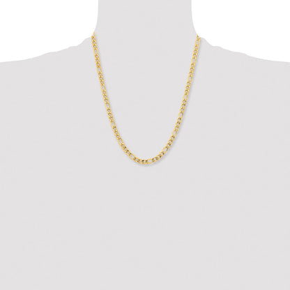 Chisel Stainless Steel Polished Yellow IP-plated 6.3mm 22 inch Figaro Chain