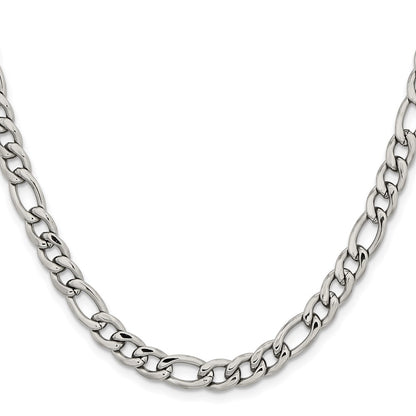 Chisel Stainless Steel Polished 6.75mm 20 inch Figaro Chain