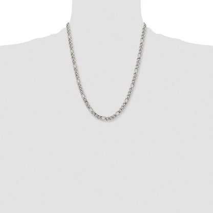 Chisel Stainless Steel Polished 6.75mm 22 inch Figaro Chain