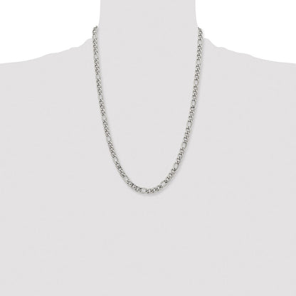 Chisel Stainless Steel Polished 6.75mm 24 inch Figaro Chain
