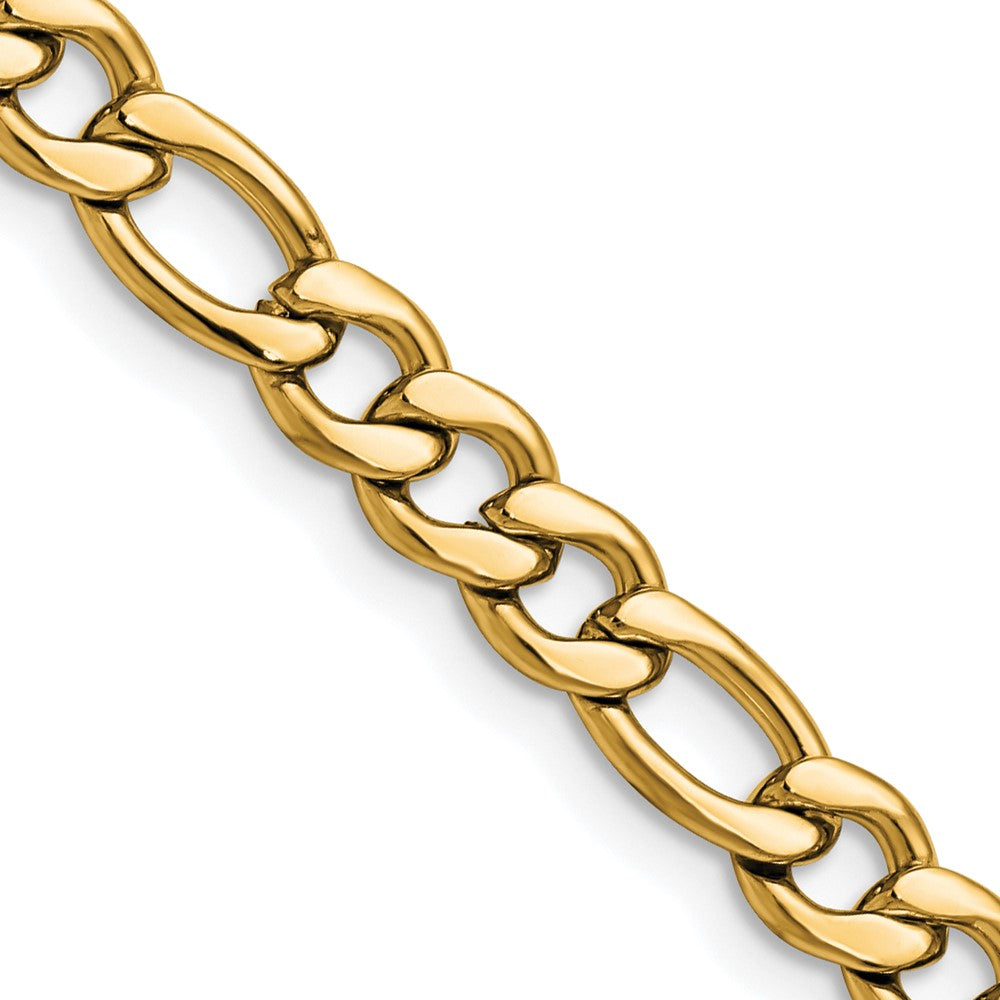 Chisel Stainless Steel Polished Yellow IP-plated 6.75mm 22 inch Figaro Chain