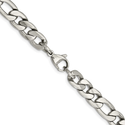 Chisel Stainless Steel Polished 8.75mm 24 inch Figaro Chain