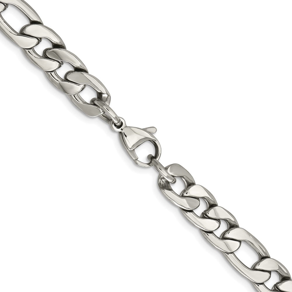 Chisel Stainless Steel Polished 8.75mm 8 inch Figaro Chain