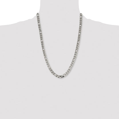 Chisel Stainless Steel Polished 8.75mm 24 inch Figaro Chain