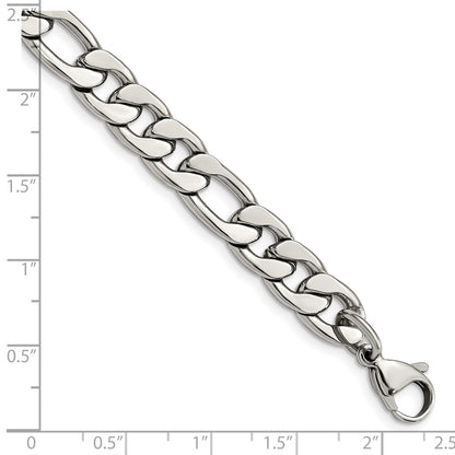 Chisel Stainless Steel Polished 8.75mm 9 inch Figaro Chain
