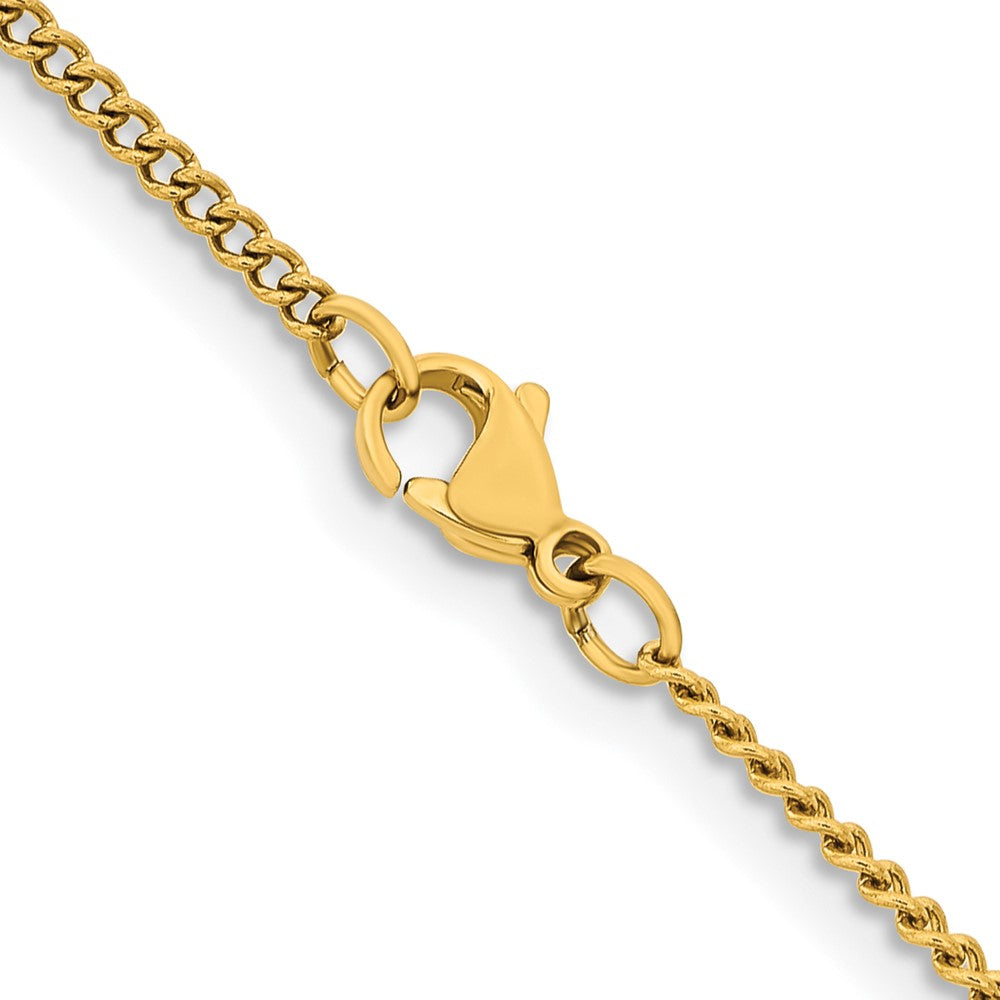 Chisel Stainless Steel Polished Yellow IP-plated 2.25mm 24 inch Round Curb Chain