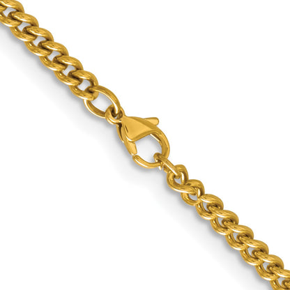Chisel Stainless Steel Polished Yellow IP-plated 4mm 20 inch Round Curb Chain